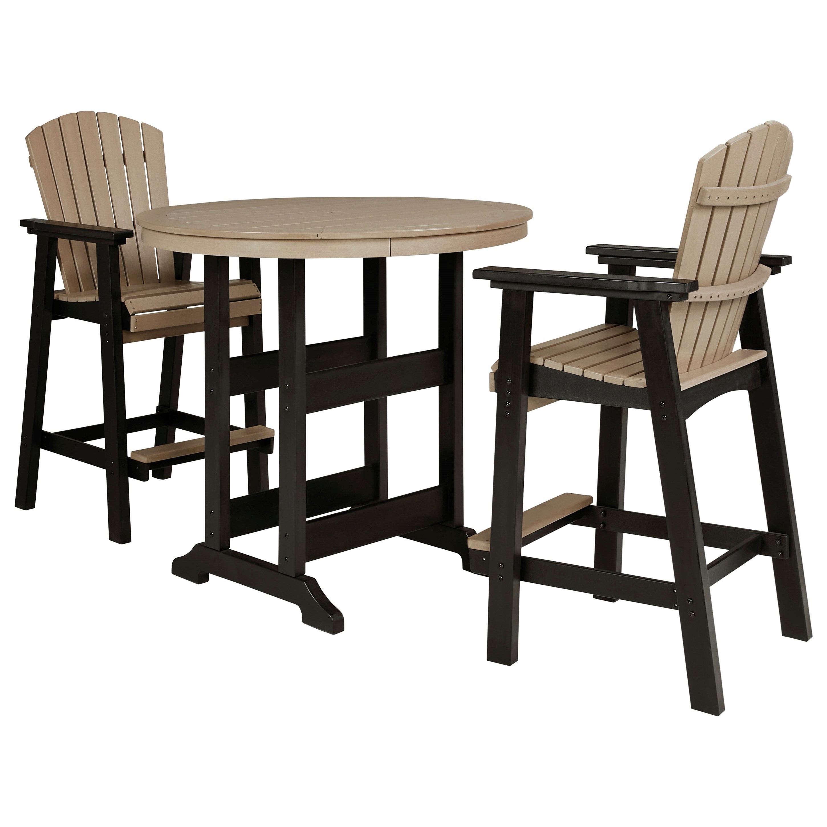 Ashley Signature Design Fairen Trail P211613+130 3Piece Round Bar Table Set Dunk & Bright
